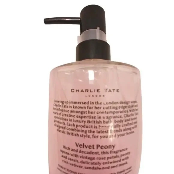 Charlie Tate London VELVET PEONY Luxury HAND WASH Glass Bottle PUMP 16.9 oz